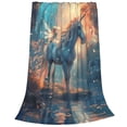 thumbnail image 2 of Zufioo Forest Lake White Horse Fleece Blanket Queen Size,Plush Bed Blanket,Ultra Soft Throw Blanket,Plush Fuzzy Cozy Blanket Perfect for Bed,Couch-40"x30", 2 of 7