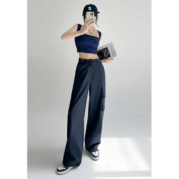 Pantalones de mujer, pantalones de jogging de cintura alta, pantalones casuales, pantalones rectos