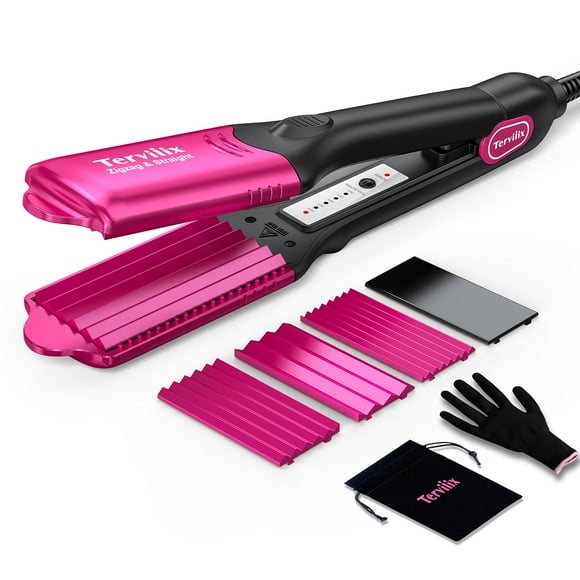 Terviiix Fer à Friser pour Cheveux avec 4 Plaques Interchangeables, Fer à Friser Infusé à la Kératine et à l'Huile d'Argan pour Femmes, Fer à Friser Volumisant pour Cheveux Fins et Fins, 5 Réglages de Chaleur et 60 Mi
