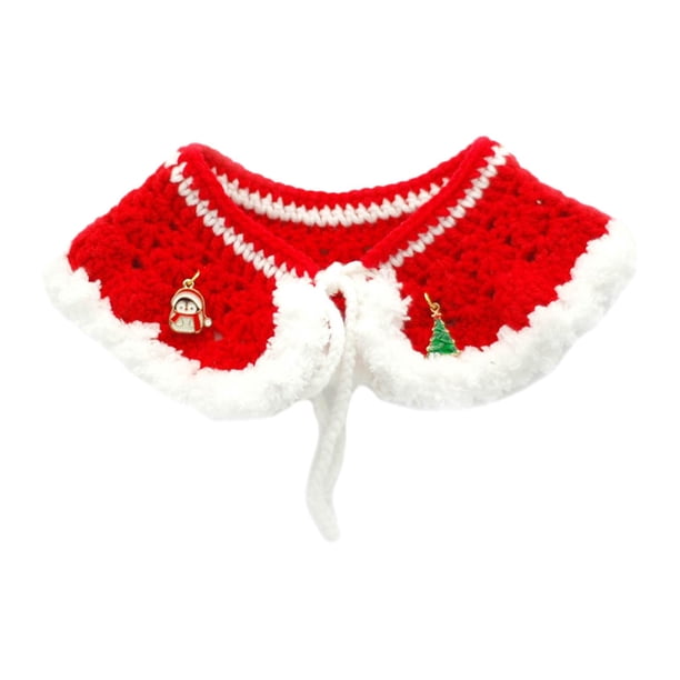 Collar de gato tejido, bandana navideña para gatos y perros pequeños y medianos Rojo S