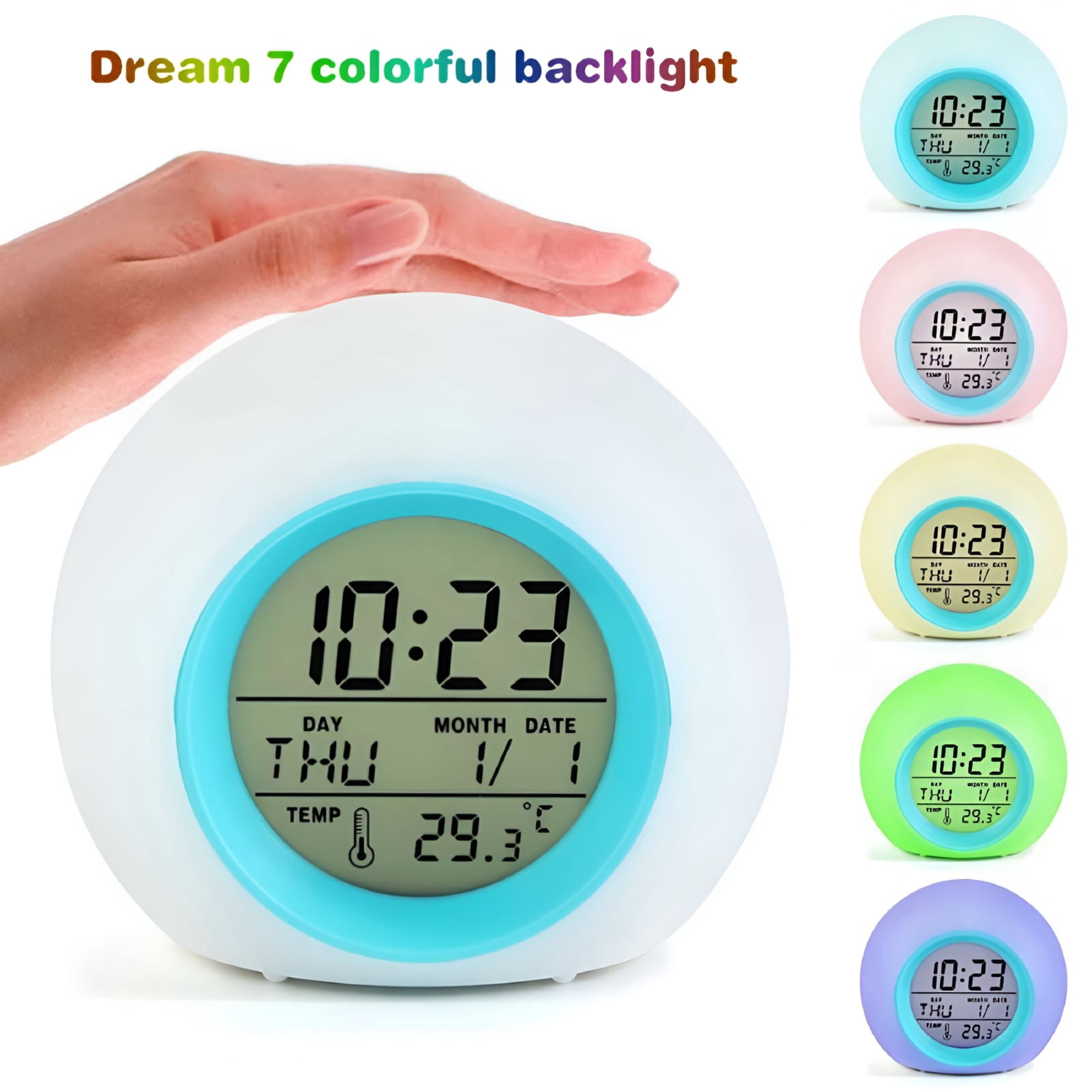 HIBIBUD Wake Up Light Alarm Clock,Digital Alarm Clock with Sunrise Simulation,7 Colors Night Light,Nature Sounds,Temperature for Bedrooms,Heavy Sleepers,Kids,Best Gift