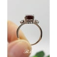 thumbnail image 2 of 9x7mm - 14x10mm Natural Mozambique Garnet Oval Cut Three Stone Ring, Sterling Silver, 2 of 5