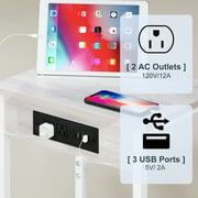 Oumilen Adult Nightstand End Table with Charging Station White, Set of 2