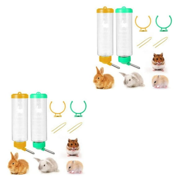 Wweixi 2pack/lot Large Capacity Small Animal Drinking Bottle Durable And Leak-Proof Easy To Drink yellow and green 2Set
