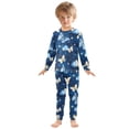 thumbnail image 3 of Blue Golden Butterfly Cotton Pajamas 2 Piece Set Sleepwear Soft and Comfortable Homewear Nightwear, 3 of 7
