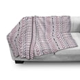 thumbnail image 3 of Striped Soft Flannel Fleece Throw Blanket, Prehistoric Shapes with Flowers Circles Folk Culture Inspired Trippy Motif, Cozy Plush for Indoor and Outdoor Use, 70" x 90", Pink Purple, by Ambesonne, 3 of 6
