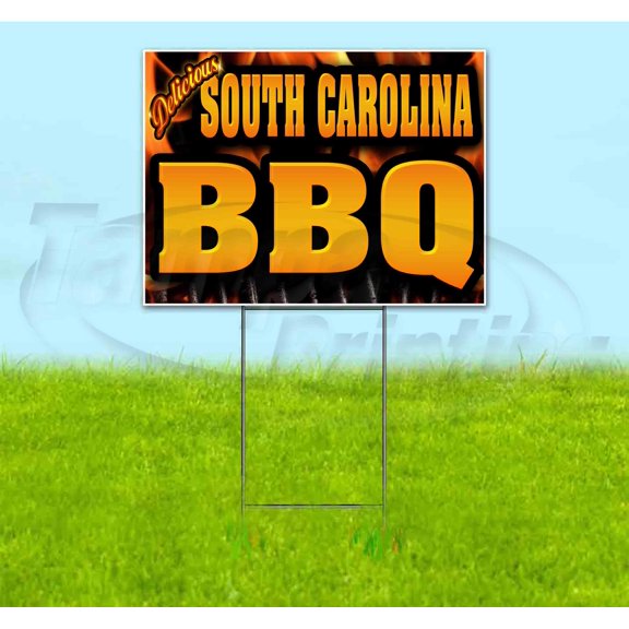 South Carolina BBQ (18" x 24") Yard Sign, Includes Metal Step Stake