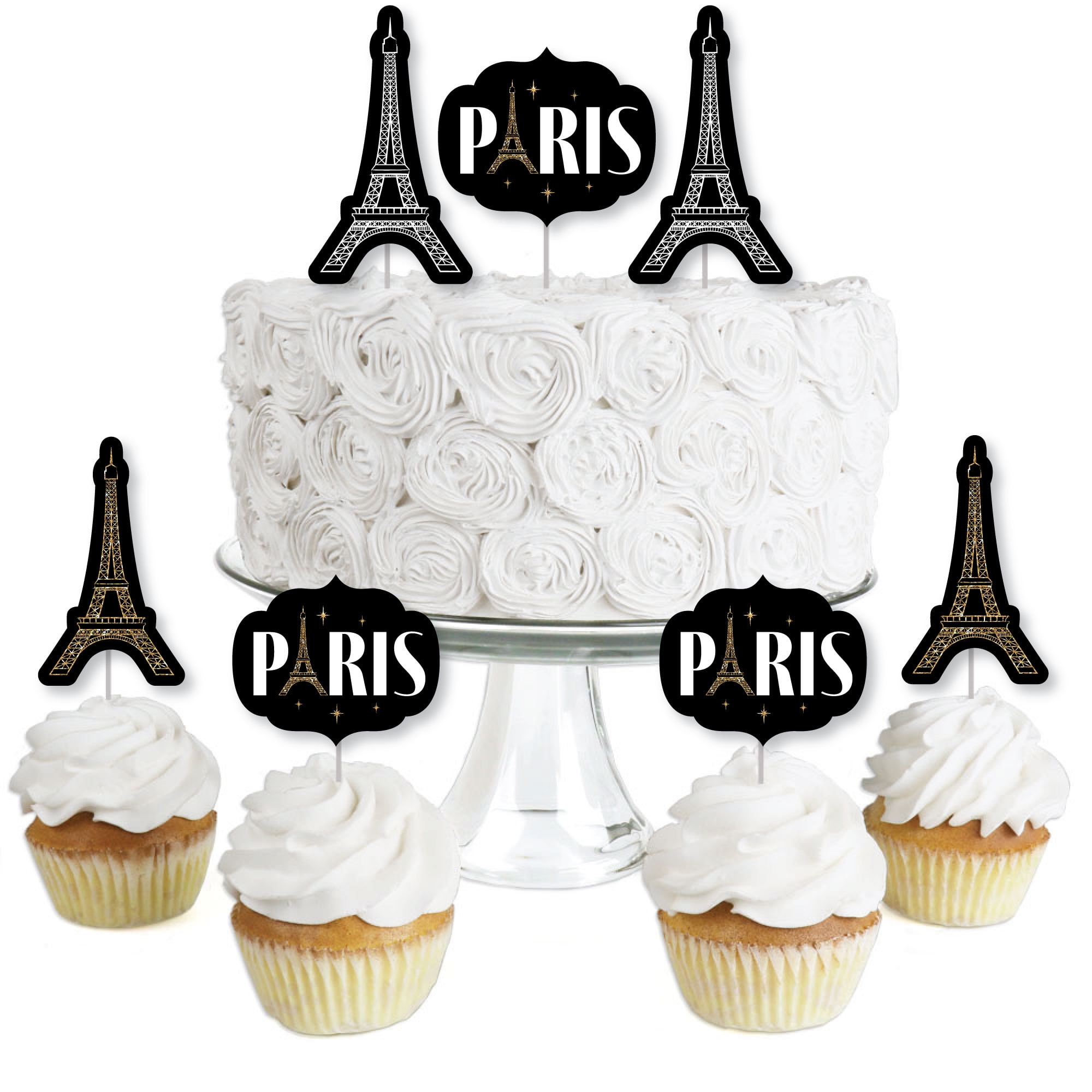 Big Dot Of Happiness Stars Over Paris Dessert Cupcake Toppers Parisian Themed Party Clear Treat Picks Set Of 24 Walmart Com