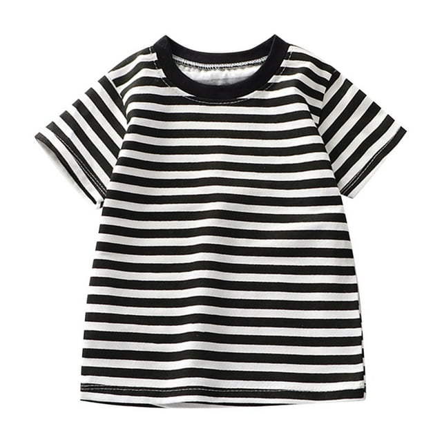WRKEKC T-Shirts pour Garçons, Hauts d'Été pour Garçons, T-Shirts de Sport à Manches Courtes pour Enfants, Coupe Décontractée, Col Ras du Cou, Imprimé à Rayures