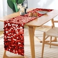 thumbnail image 2 of Camino de mesa Yblut con lentejuelas rojas, 30 x 275 cm, para bodas, 2 of 8