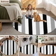 thumbnail image 6 of Black Gray Striped Round Area Rug 5ft, Farmhouse Stripe Art Washable Non-Slip Circle Rugs for Bedroom Living Room Kitchen, Soft Low Pile Carpet for Dining Room Playroom Nursery, 6 of 9
