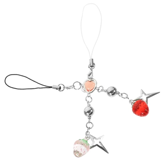 HEMOTON  2 Pcs Unique Phone Strap Case Charms Mobile Chain Pendant Strawberry