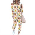 thumbnail image 1 of Conjuntos de pijamas navideños para mujer Tops de manga larga con estampado navideño Pantalones largos con cordón Conjunto de 2 piezas Chándales, 1 of 4