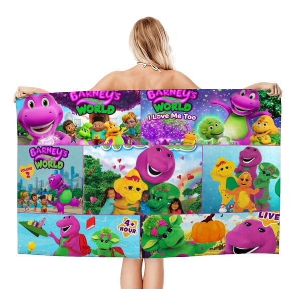 Barney and Friends Beach Towel Microfiber Absorbent Soft Pool Bath Towel Quick Dry for Adult Boys Girls Lightweight 20"X40"