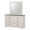 thumbnail image 4 of Antique White Brown Finish 6pc King Size Panel Bed Dresser Mirror 2x Nightstand Chest Bedroom Furniture Set, 4 of 7