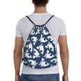 thumbnail image 2 of Kdxio Shark Print Drawstring Backpack Bag,Waterproof Draw String Back Sack, Gym Drawstring Bags Swim Bag For Unisex, 2 of 9