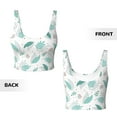 thumbnail image 5 of Fotbe Leaf Print Green Pattern Womens' Sports Bra Longline Wirefree Padded with Medium Support Sports Moisture-Wicking Workou Vest,Tank Top-Medium, 5 of 9
