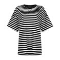 thumbnail image 4 of YHAJDS Womens Summer Tops Short Sleeve Round Neck Tee Casual Striped Print Shirt, 4 of 5