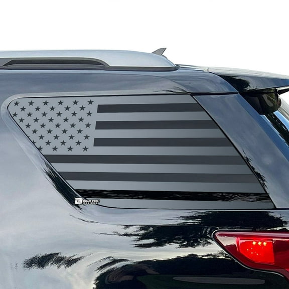 BOGAR TECH DESIGNS Precut American Flag Rear Side Quarter Window Decal Stickers Compatible with Ford Explorer 2011-2019, Matte Black
