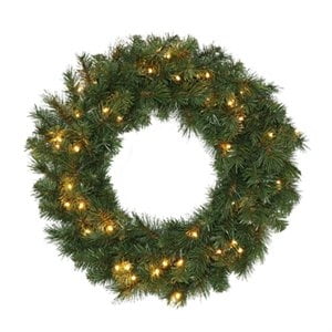 Christmas Wreath, 50 Warm White LED Lights, 24-In. -277-W8208-24LW3K05-JB