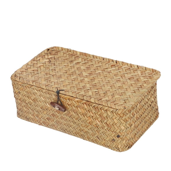 Rectangular Seagrass Basket, Large Capacity Dustproof Seagrass Storage Basket For Kitchen