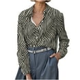 thumbnail image 2 of ClodeEU Women's Shirt ,Fashionable Printed Elegant, Lapel Casual Long Sleeved Shirts Multicolor,Womens Plus M, 2 of 5