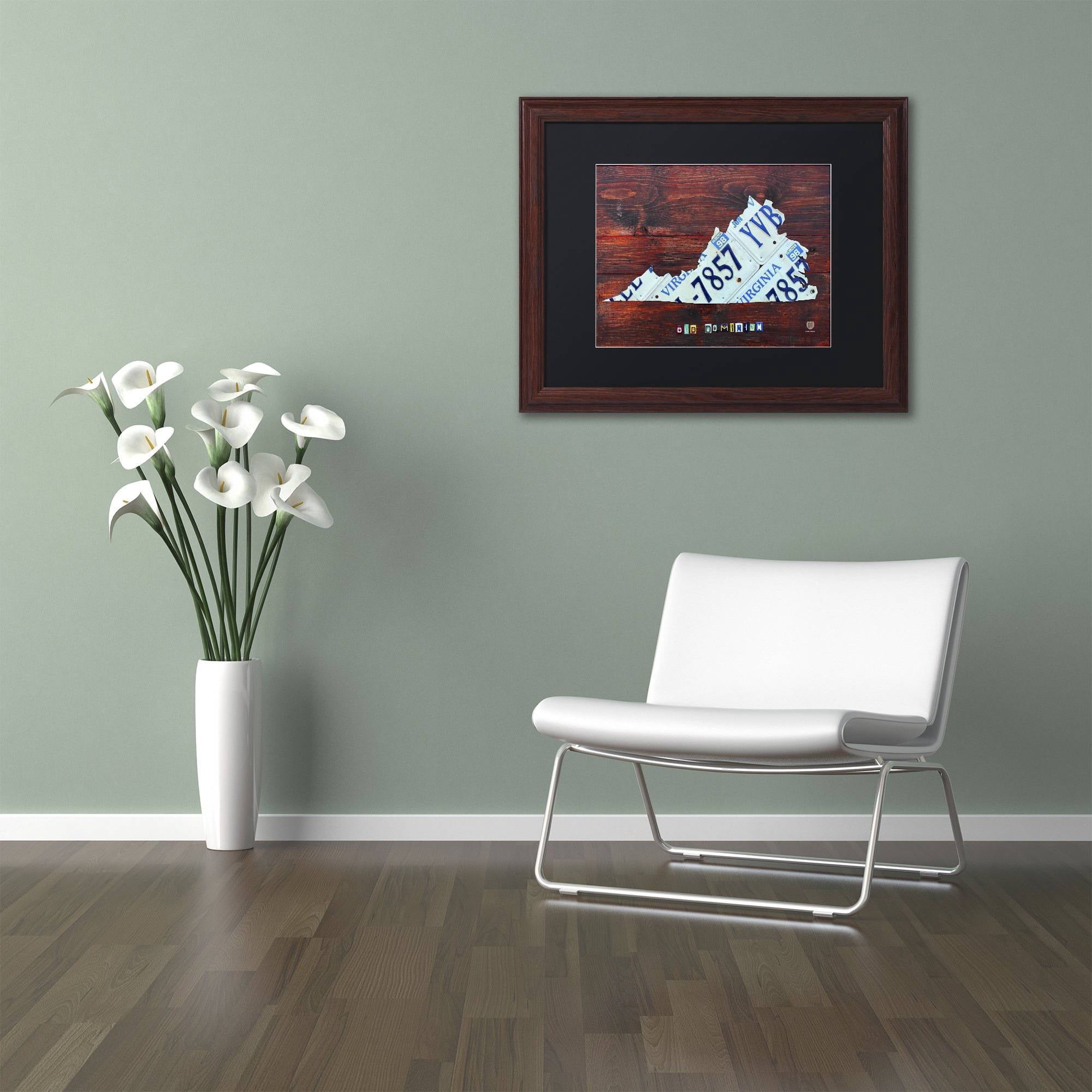Trademark Fine Art 'Virginia License Plate Map' Canvas Art by Design Turnpike, Black Matte, Wood Frame
