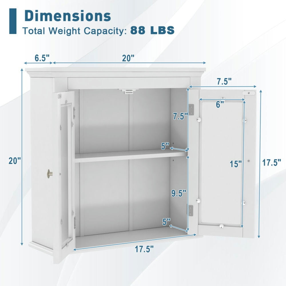 Finihen Bathroom Wall Cabinet, Wall Mounted Bathroom Cabinet, Medicine Cabinet, Wall Mounted Door Cabinet with 3-Level Adjustable Shelf, for Bathroom, White Finihen Bathroom Wall Cabinet, Wall Mounted Bathroom Cabinet, Medicine Cabinet, Wall Mounted Door Cabinet with 3-Level Adjustable Shelf, for Bathroom, White