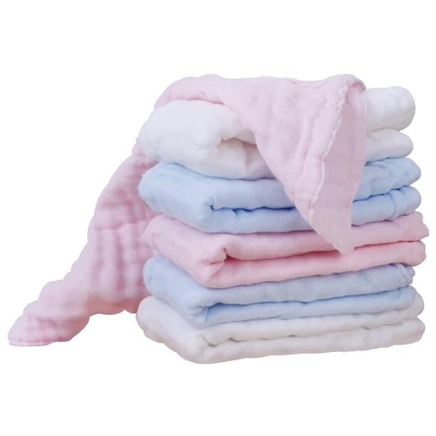 BRIGHTFUFU 6 toallas de lactancia de gasa de algodón puro, versátiles, para bebés (blanco y azul)