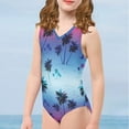thumbnail image 4 of FOR U DESIGNS Casual One-Piece Swimsuit for Kids Girls 13-14 Years Old Coconut Tree Teens Sleeveless Gymnastics Leotard Stretchy V Neck Beach Wear, 4 of 8