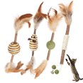 thumbnail image 1 of Silvervine Stick Toy Cute: 4PCS Fake Feather Bell Cat Chew Toy Kitten Catnip Toy, 1 of 10