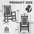 thumbnail image 4 of GloryStar Patio Rocking Chair, High Back HDPE Plastic Porch Rocker, Wooden Garden Style Outdoor Furniture with 158kg Weight Capacity for Deck, Balcony, Porch and Lounge Seating, 4 of 8