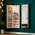 thumbnail image 2 of HNEBC LED Mirror Jewelry Cabinet,47.2" Wall Mounted Jewelry Organizer with Full-Length Mirror, Hanging Jewelry Armoire Storage Cabinet,Folding Dresser,2 Drawers,Lockable, 3 Shelves(White), 2 of 9