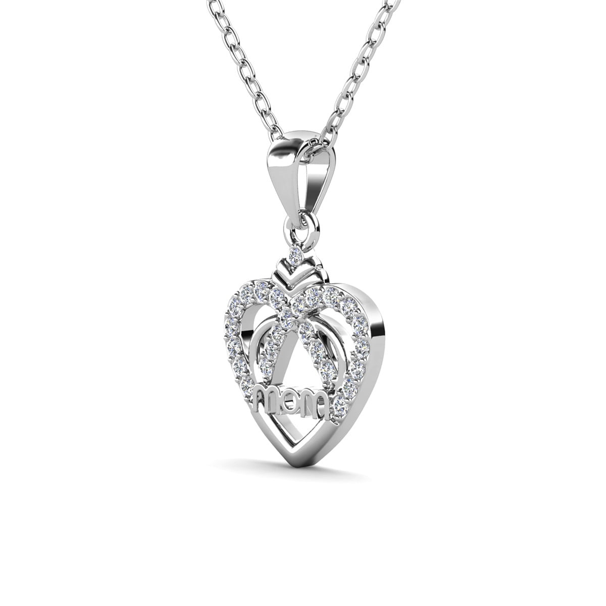 Cate & Chloe Jenna 18k White Gold Plated Necklace with Heartfelt Message Card, Gift for Mom