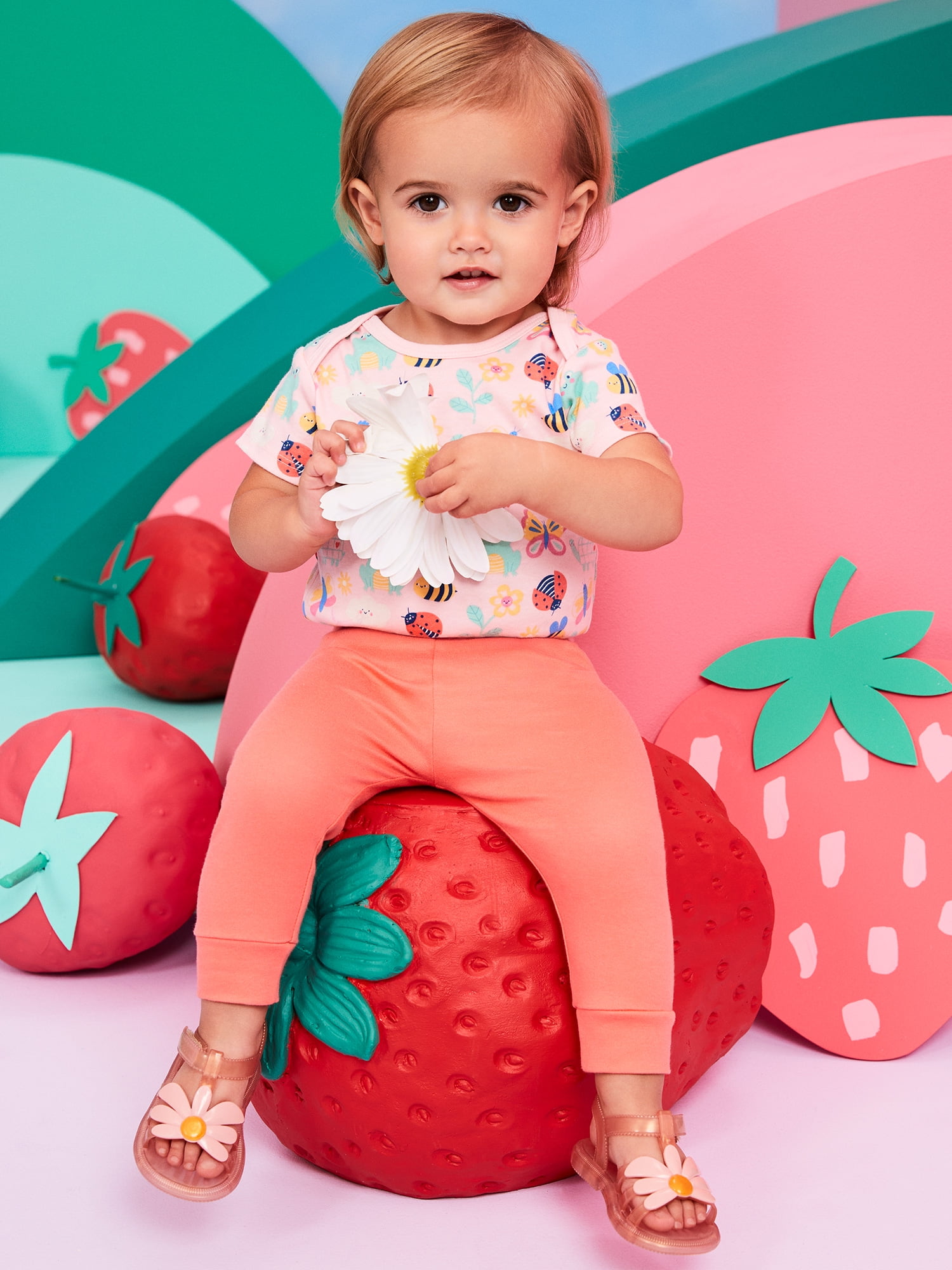 Garanimals Newborn & Baby Girl Cotton Lap-Shoulder Short-Sleeve Bodysuit, Sizes 0–24M