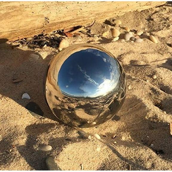 Crosby Street Stainless Steel Gazing Ball for Homes and Gardens, 5 1/4 Inches Diameter, Silver Mirror Globe