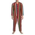 thumbnail image 3 of Naloa Mexican Serape Blanket Stripes Men’s Pajamas Set - Long Sleeve Button Down Sleep Shirt and Pajama Bottoms Sleepwear Set-, 3 of 7