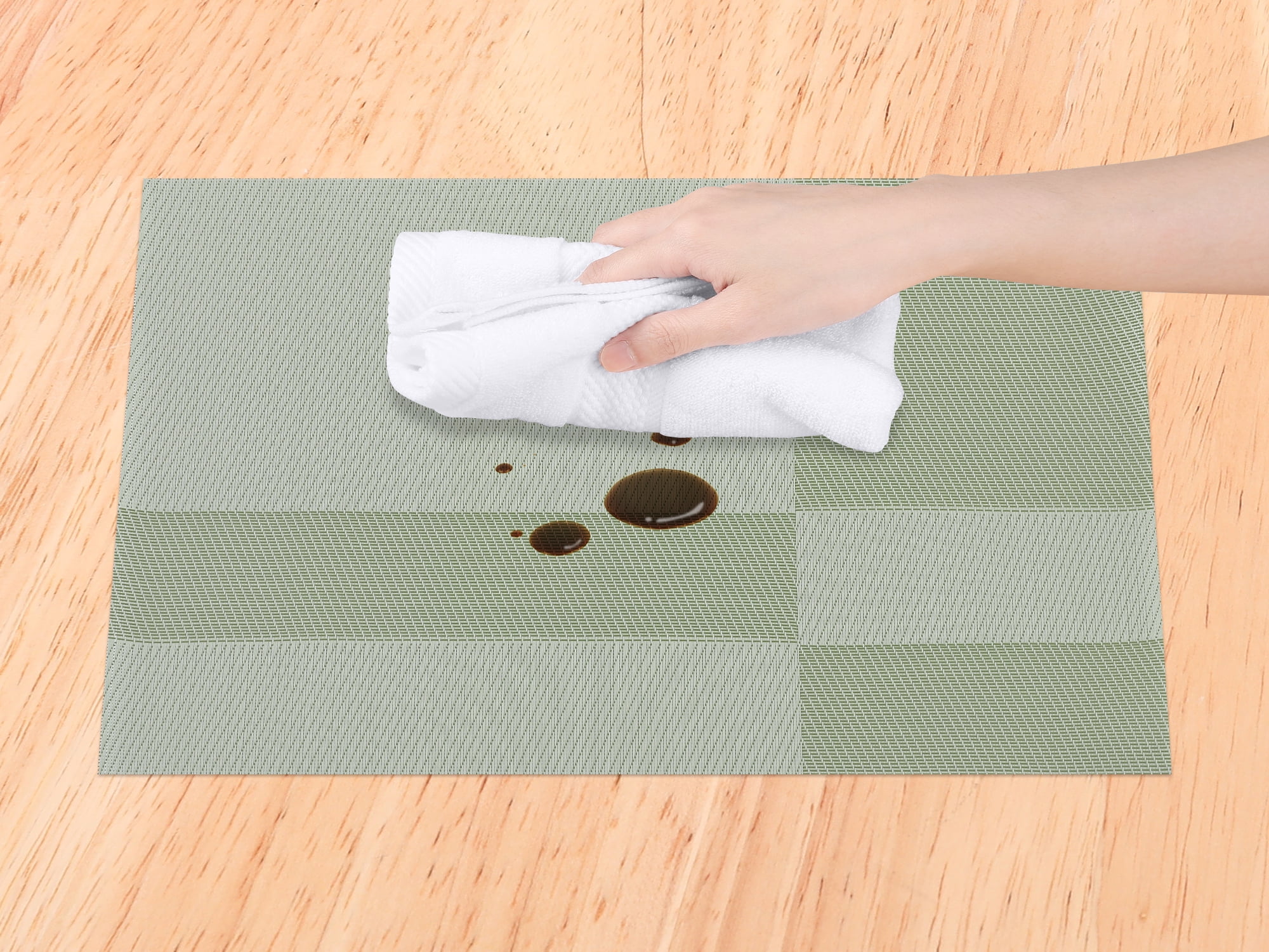 Unique Bargains Set of 8 Placemats for Kitchen Table Decor Green