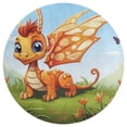 thumbnail image 3 of Cute Dragon Baby Washable Round Rug -Circle Area Rugs for Nursery Bedroom, Vintage Non Slip Non Shedding Low Pile Carpet for Living Room Coffee Table Entryway, 3 of 7
