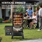 JXXM Vertical Electric Pellet Smoker Grill, Black, 616 Sq In Cooking Area, LED Temp Control, Meat Probe, 4 Racks, Outdoor BBQ Smoker