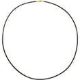 thumbnail image 2 of 14k Yellow Gold Necklace - .4 Grams - 24 Inch Black Leather 2mm Cord With Lobster Clasp, 2 of 2