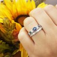thumbnail image 3 of 1.75 Carat (ctw) 10K White Gold Princess & Round White Diamond And Blue Sapphire Ladies Bridal Engagement Ring Set 1 3/4, 3 of 4