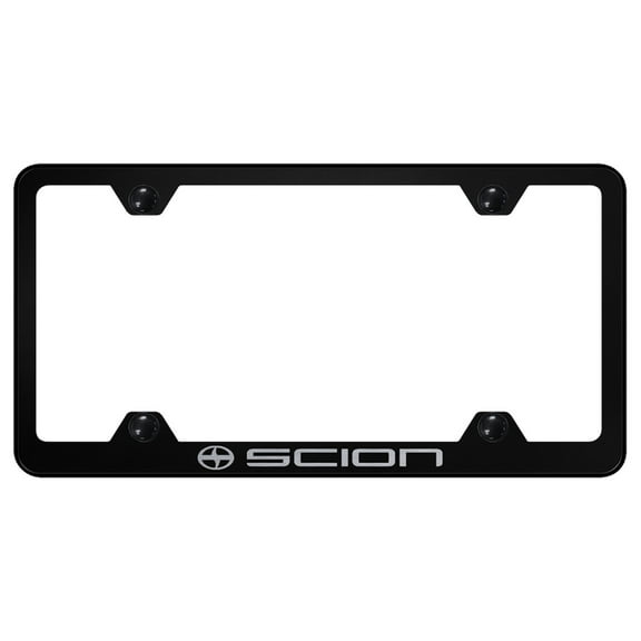 Toyota Scion Laser Etched Stainless Steel Wide Body License Plate Frame (Black)