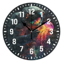 Yayeee 10" Wall Clock Battery Operated Quartz Round Silent Non-Ticking Home Decor,Black Astronaut
