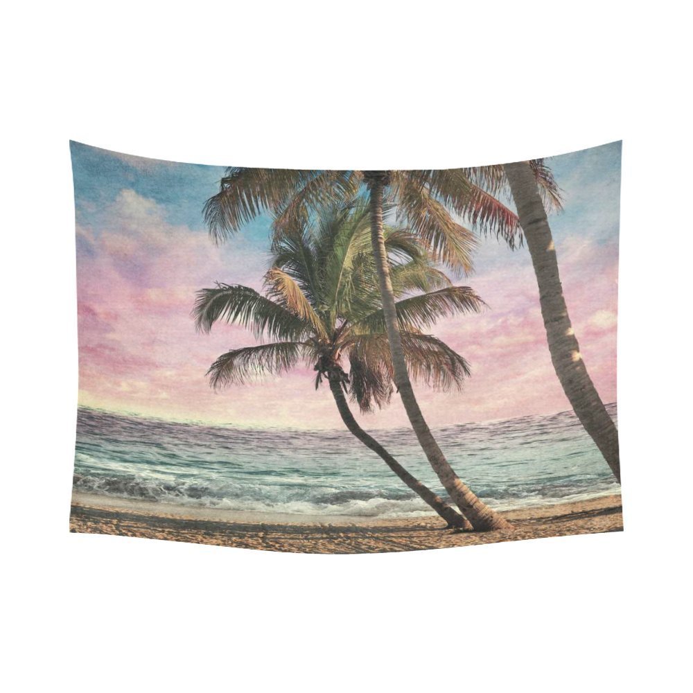 PHFZK Seascape Wall Art Home Decor, Tropical Beach Palm Tree Artwork