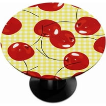 muroi Fruits Cherry Design Round Elastic Tablecloth Outdoor Table Cloth Fitted Tables Cover for Picnic Patio Dining Party Indoor 36" - 42"