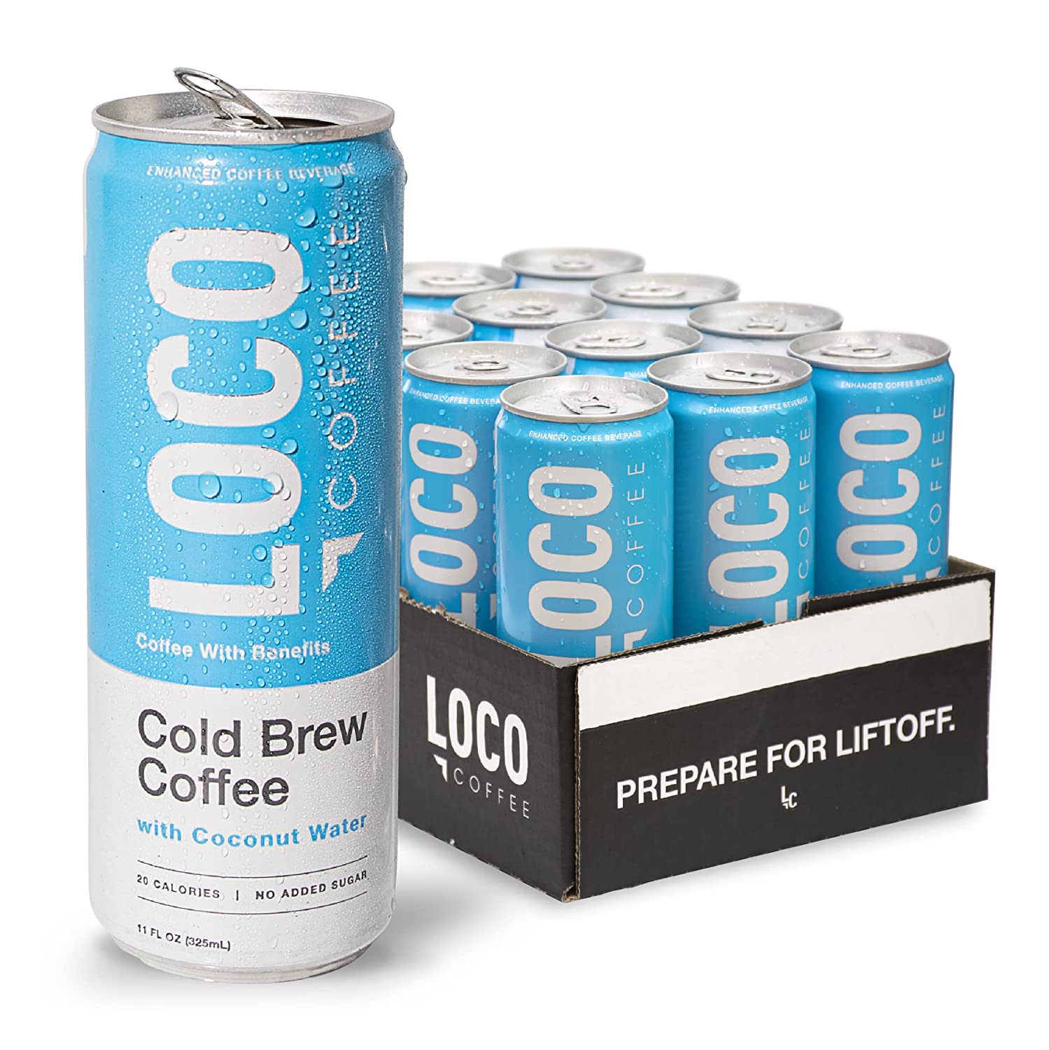 Loco Coffee Cold Brew Coffee With Coconut Water, 11 Ounce Can, Pack of