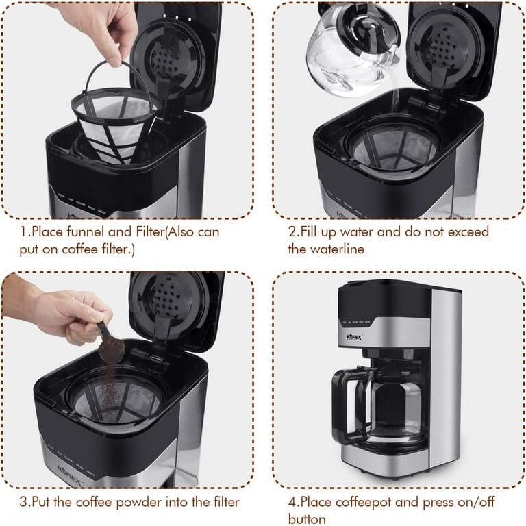 Gevi 5 Cup Coffee Maker with Auto Shut-Off, One-Touch Small Drip Coffeemaker,  High Temperature Precision Coffee Brewer Machine with Glass Carafe, Hot  Plate and Reusable Filter 
