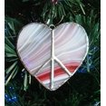 thumbnail image 2 of Pink and White Heart Shaped Peace Sign Handmade Stained Glass Sun Catcher Ornament, 2 of 9