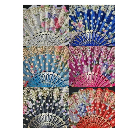 12pc Vintage Inspired Victorian Flower Lace Summer Fan for Vintage Wedding Party Decor/Dancing Hand Fan/Table Setting/Garden Party/Party Favor